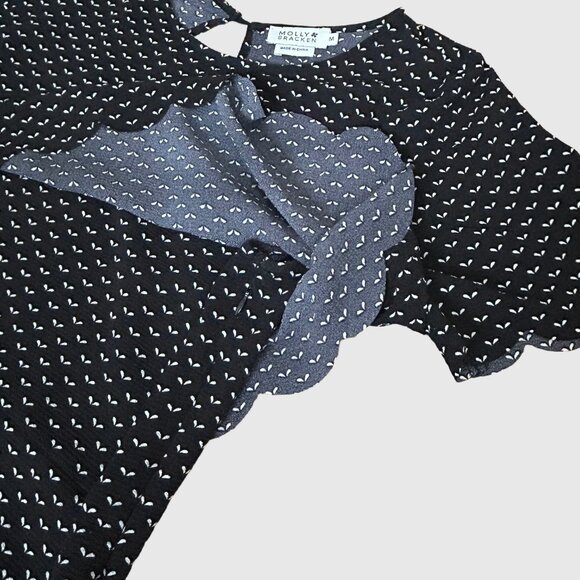 Molly Bracken Micro-Leaf Sprig Pattern Dress - Black* - US M (As Is) - Picture 6 of 9